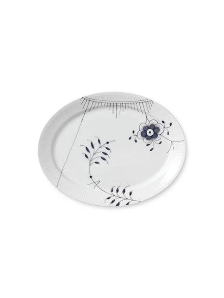 Royal Copenhagen Sort Mega Riflet, oval tallerken 34 cm - 1 - Jacobsen Plus