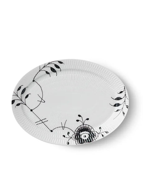 Royal Copenhagen Sort Mega Riflet, oval tallerken 28 cm - 1 - Jacobsen Plus