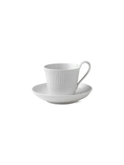Royal Copenhagen Hvid Halvblonde, højhankskop med underkop 25 cl