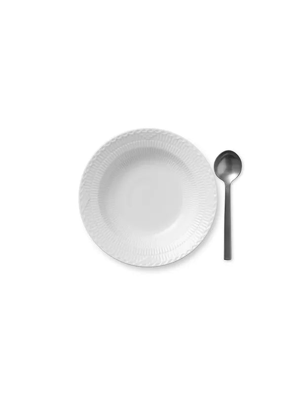 Royal Copenhagen Hvid Halvblonde, dyb tallerken 21 cm