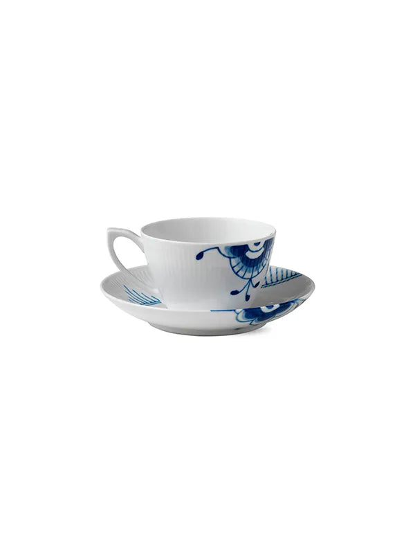 Royal Copenhagen Blå Mega Riflet, kop med underkop 28 cl - 2 - Jacobsen Plus