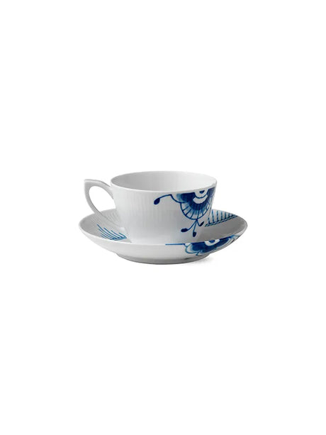Royal Copenhagen Blå Mega Riflet, kop med underkop 28 cl - 2 - Jacobsen Plus