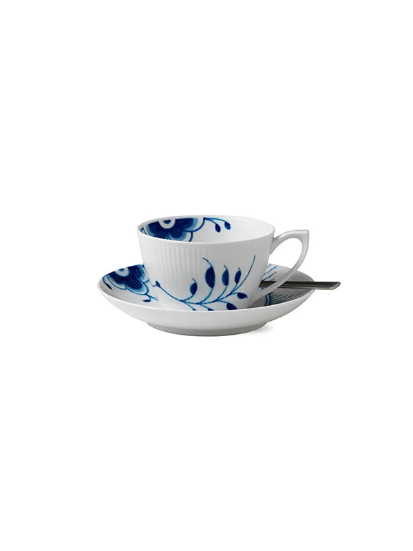 Royal Copenhagen Blå Mega Riflet, kop med underkop 28 cl - 3 - Jacobsen Plus