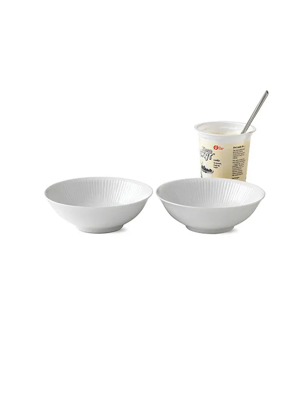 Royal Copenhagen Hvid Riflet, 2-pak portionsskål 35 cl