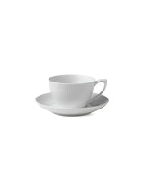Royal Copenhagen Hvid Riflet, kop med underkop 28 cl - 1 - Jacobsen Plus