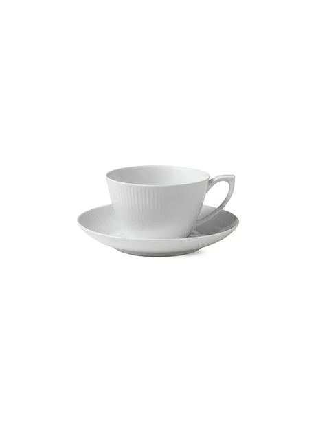 Royal Copenhagen Hvid Riflet, kop med underkop 28 cl - 1 - Jacobsen Plus