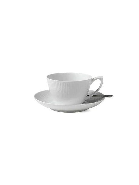 Royal Copenhagen Hvid Riflet, kop med underkop 28 cl - 2 - Jacobsen Plus