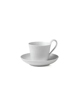 Royal Copenhagen Hvid Riflet, højhankskop med underkop 25 cl - 1 - Jacobsen Plus
