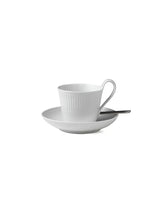 Royal Copenhagen Hvid Riflet, højhankskop med underkop 25 cl - 2 - Jacobsen Plus