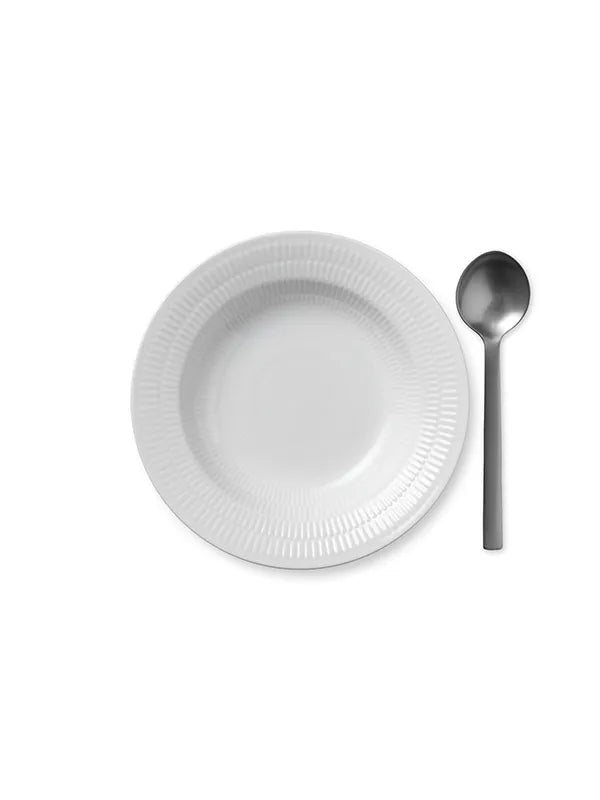 Royal Copenhagen Hvid Riflet, dyb tallerken 21 cm