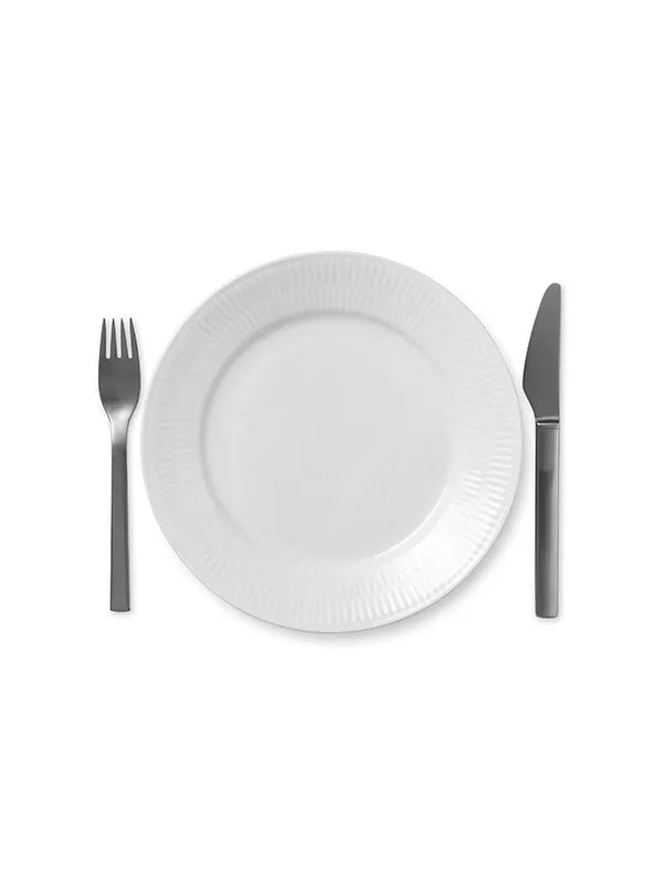 Royal Copenhagen Hvid Riflet, tallerken 22 cm