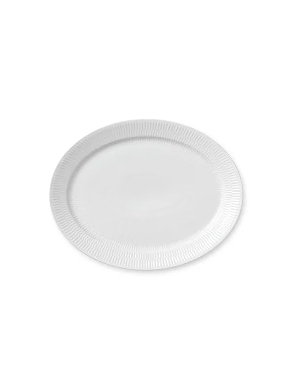 Royal Copenhagen Hvid Riflet, oval tallerken 34 cm - 1 - Jacobsen Plus