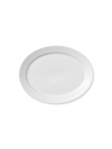 Royal Copenhagen Hvid Riflet, oval tallerken 34 cm - 1 - Jacobsen Plus