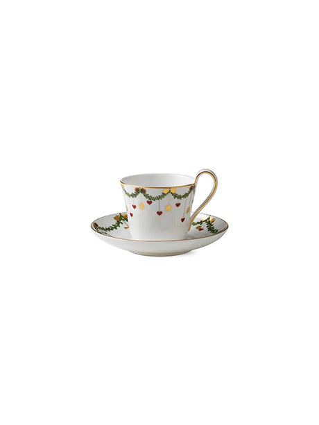 Royal Copenhagen Stjerne Riflet Jul, højhankskop med underkop 24 cl - 1 - Jacobsen Plus