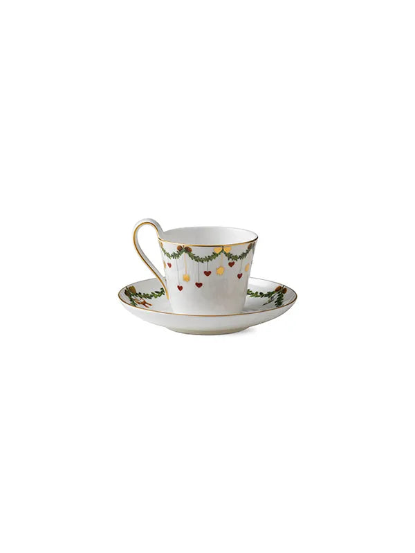 Royal Copenhagen Stjerne Riflet Jul, højhankskop med underkop 24 cl - 2 - Jacobsen Plus