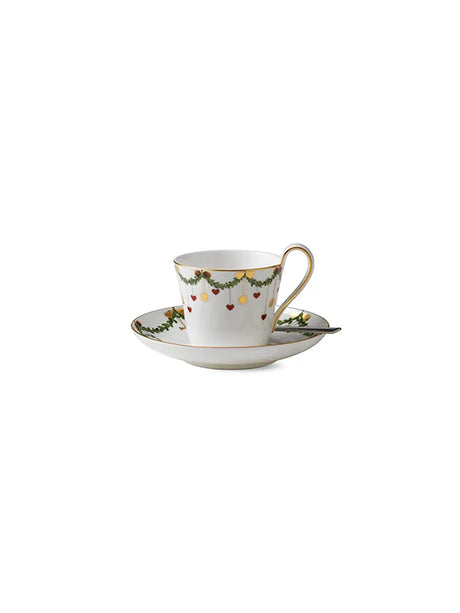 Royal Copenhagen Stjerne Riflet Jul, højhankskop med underkop 24 cl - 3 - Jacobsen Plus