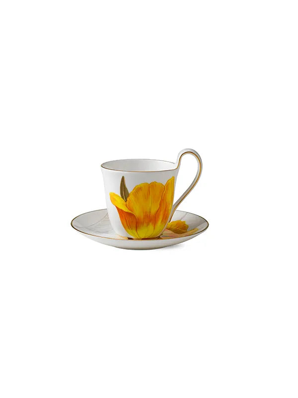 Royal Copenhagen Flora højhankskop med underkop, Tulipan - 1 - Jacobsen Plus
