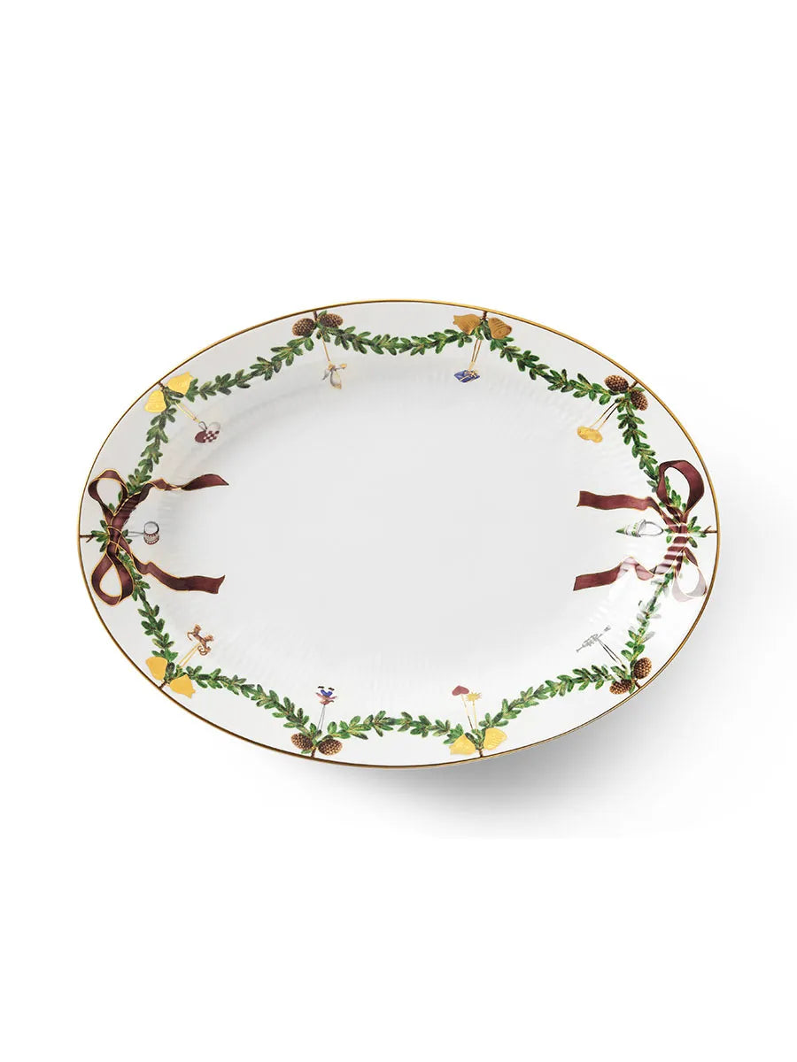 Royal Copenhagen Stjerne Riflet Jul Fad ovalt, 34 cm