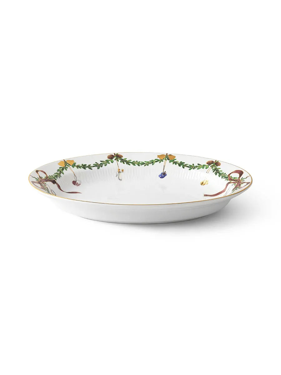 Royal Copenhagen Stjerne Riflet Jul Fad ovalt, 34 cm