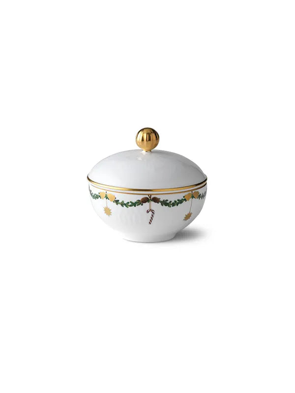 Royal Copenhagen Stjerne Riflet Jul, sukkerskål med låg 15 cl