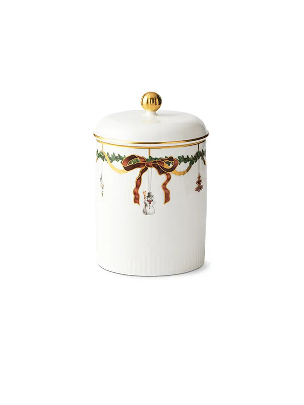 Royal Copenhagen Stjerne Riflet Jul, krukke med låg 16 cm