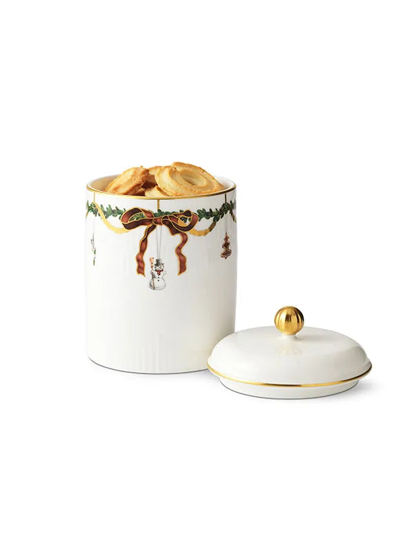Royal Copenhagen Stjerne Riflet Jul, krukke med låg 16 cm