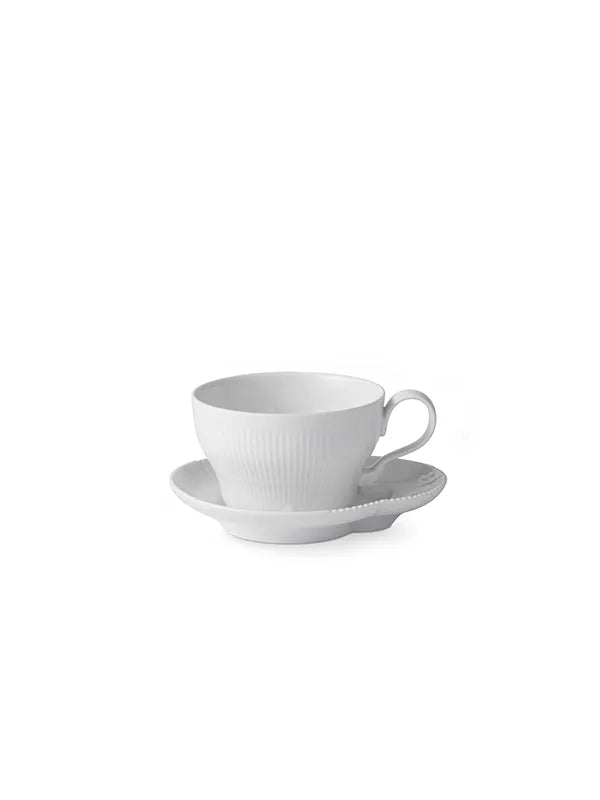 Royal Copenhagen Hvid Elements, kop med underkop 26 cl - 1 - Jacobsen Plus