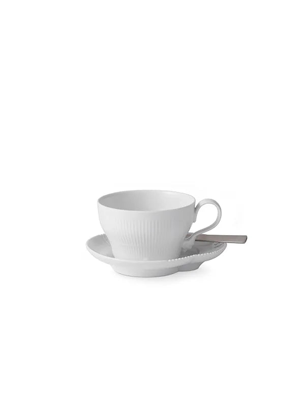 Royal Copenhagen Hvid Elements, kop med underkop 26 cl - 3 - Jacobsen Plus