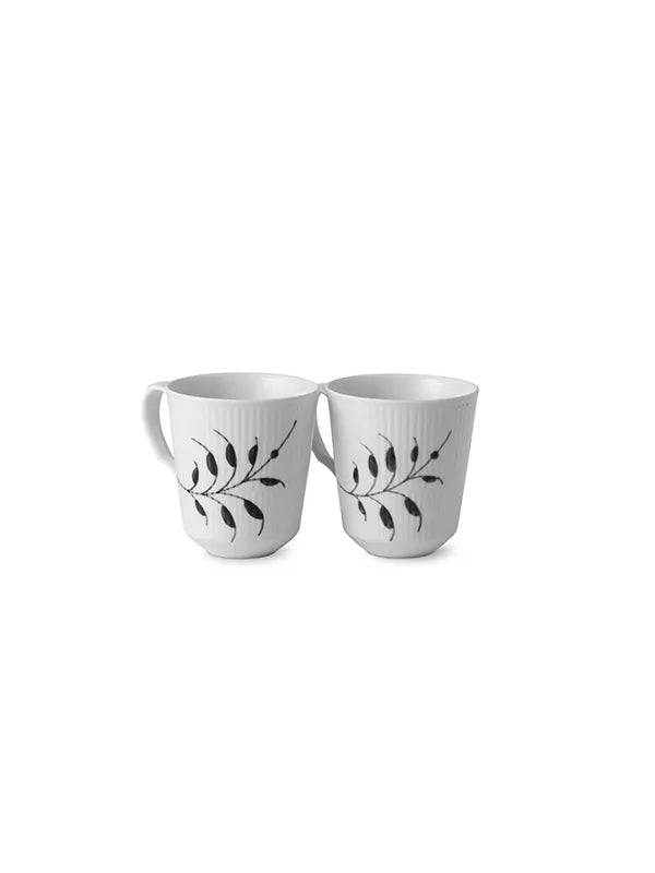 Royal Copenhagen Sort Mega Riflet, 2-pak krus 37 cl