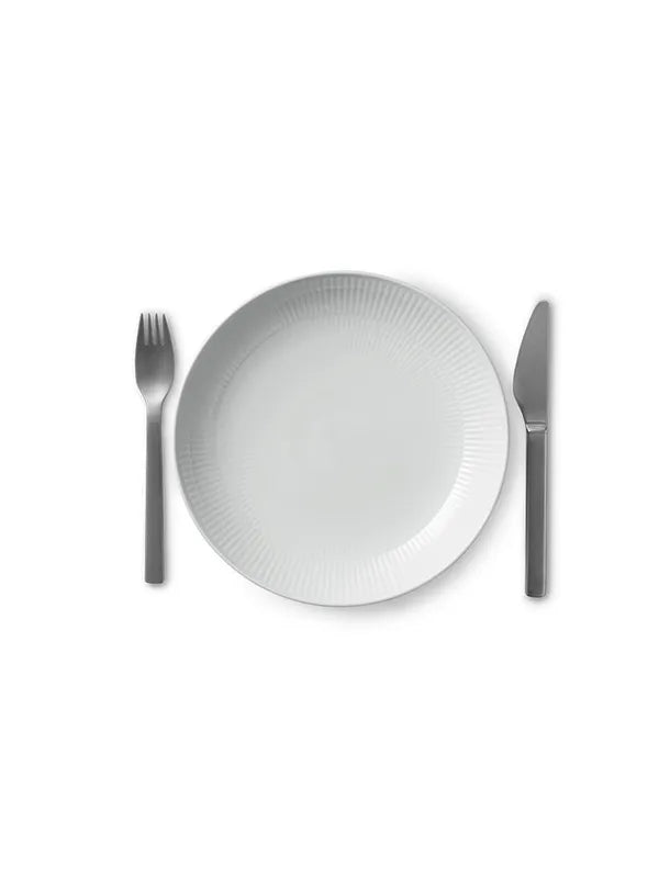Royal Copenhagen Hvid Riflet, moderne tallerken 20 cm