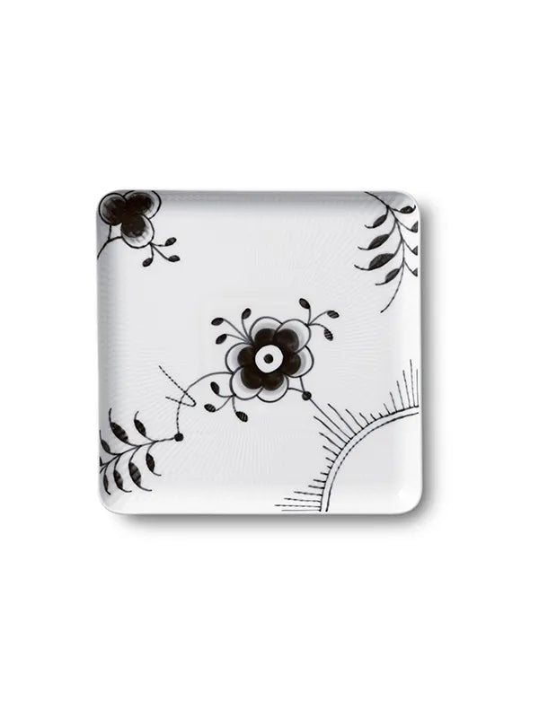 Royal Copenhagen Sort Mega Riflet, firkantet tallerken 20 cm