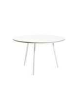Loop Stand Round Table fra Hay - Hvid laminat / Pulverlakeret stål - hvid / Ø:120 x H:74cm - Jacobsen Plus