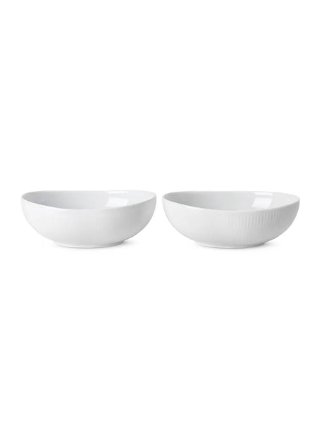 Royal Copenhagen Hvid Riflet, oval skål 2-pak 37 cl - 1 - Jacobsen Plus