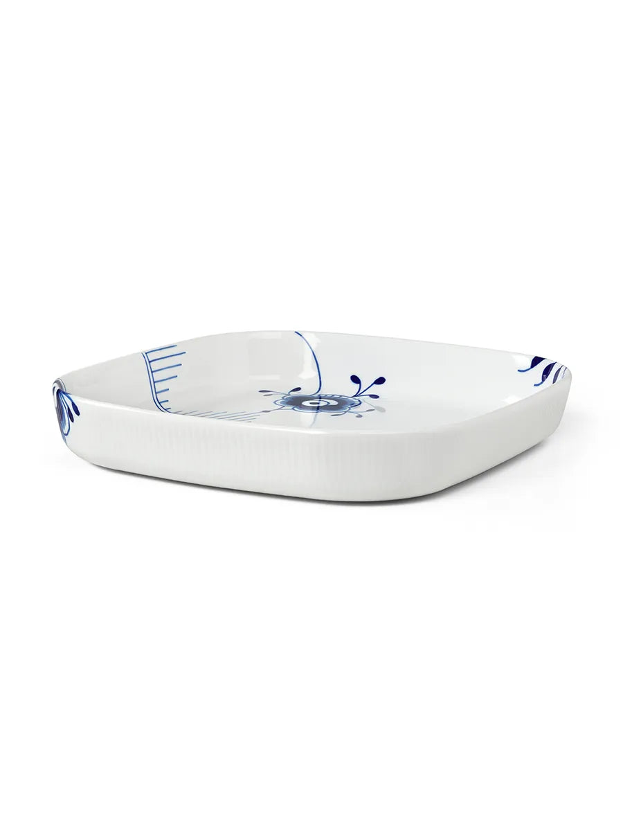 Royal Copenhagen Blå Mega Riflet, firkantet ovnfast fad 30 x 30cm