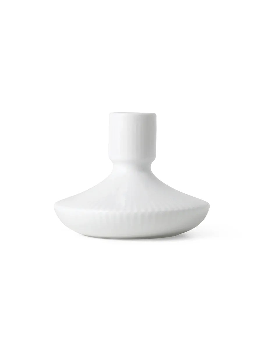 Royal Copenhagen Hvid Riflet Lysestage, 8 cm - 1 - Jacobsen Plus