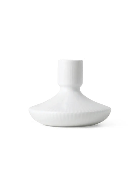 Royal Copenhagen Hvid Riflet Lysestage, 8 cm - 1 - Jacobsen Plus