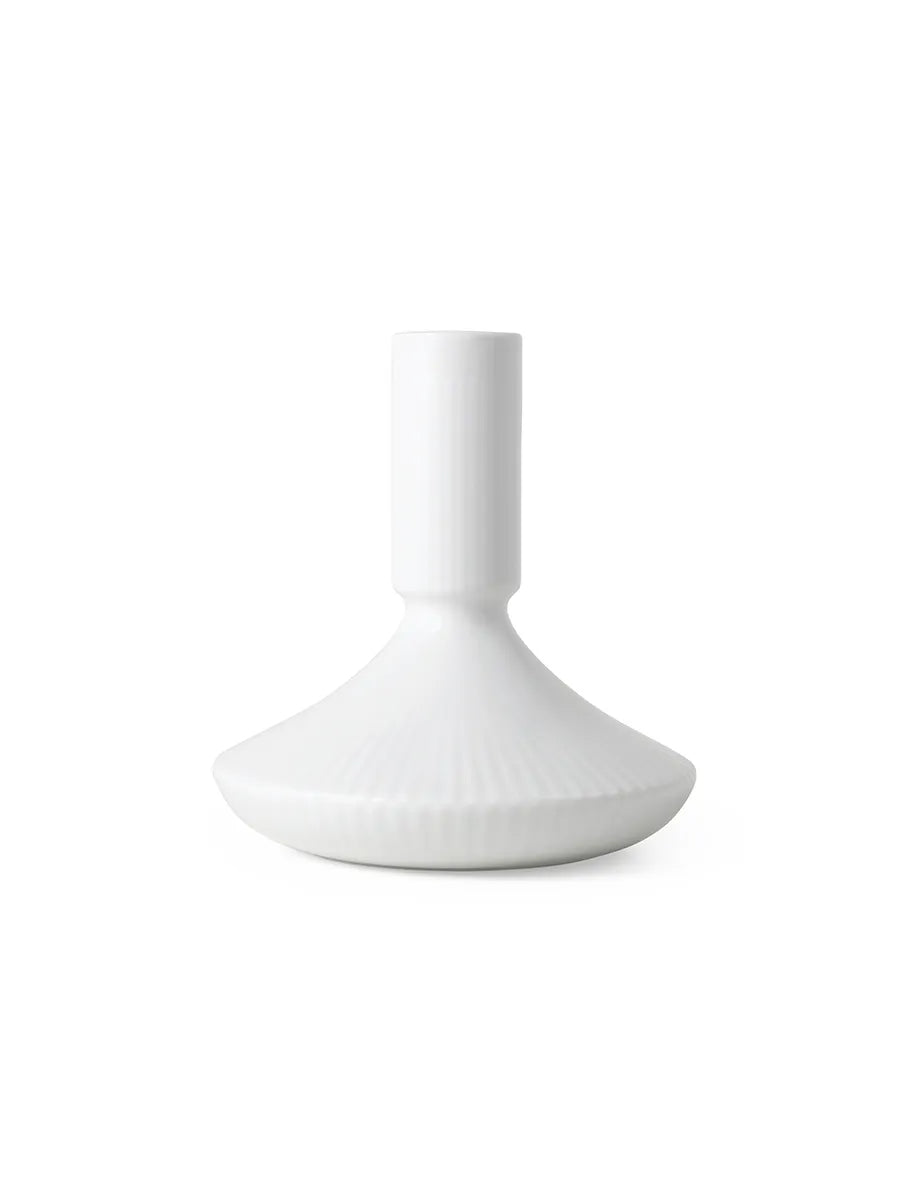 Royal Copenhagen Hvid Riflet Lysestage, 12 cm - 1 - Jacobsen Plus