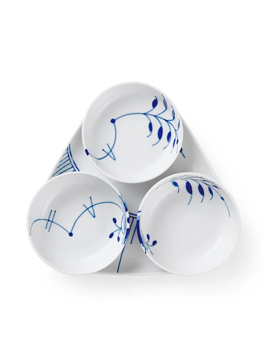 Royal Copenhagen Blå Mega Riflet Serveringssæt, 4 dele