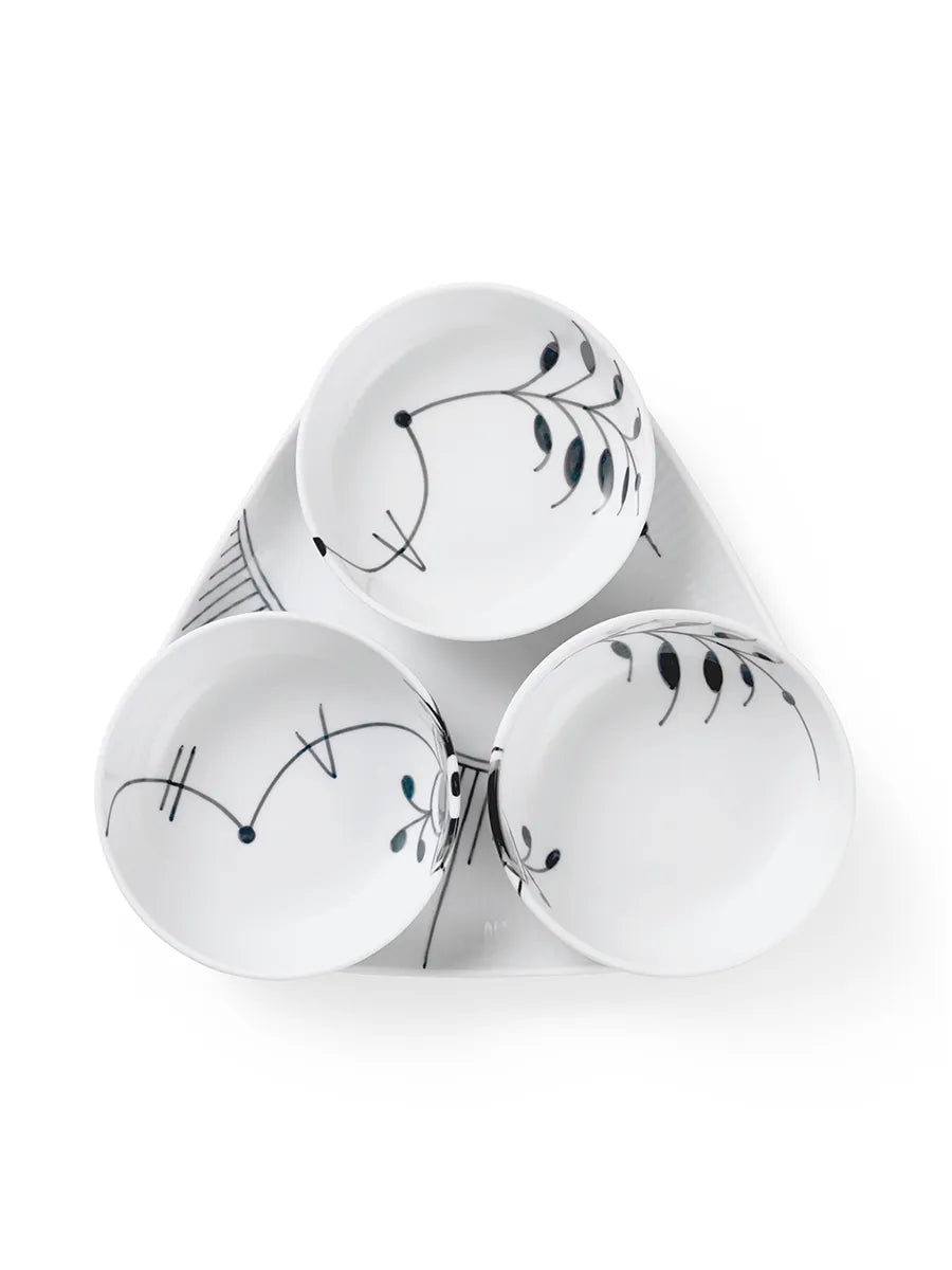 Royal Copenhagen Sort Mega Riflet Serveringssæt, 4 dele