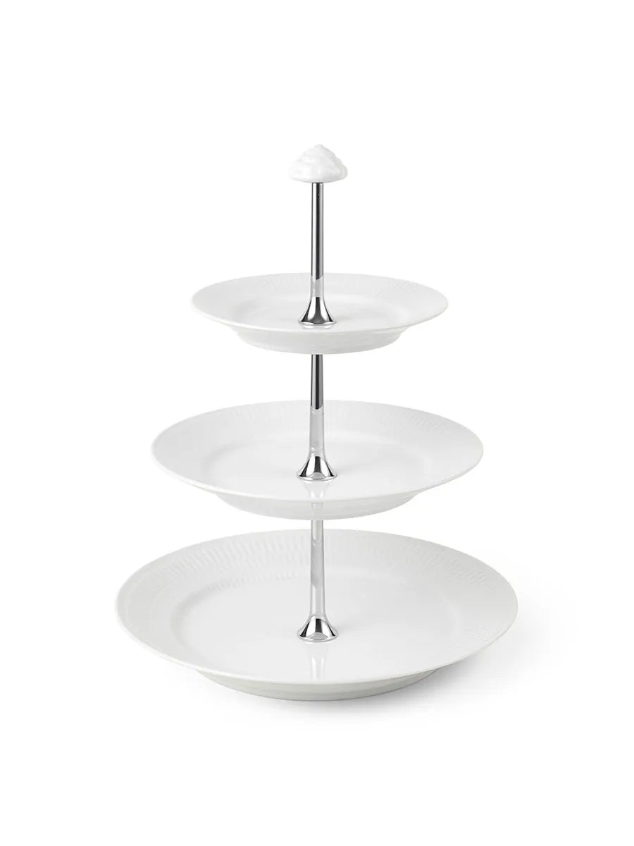 Royal Copenhagen Hvid Riflet, étagére 3 lag