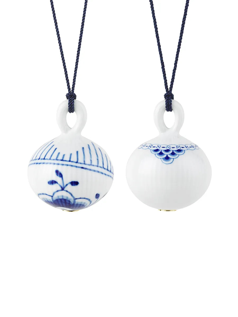 Royal Copenhagen Blå Mega Riflet og Prinsesse, 2-pak julekugler 9,5 cm