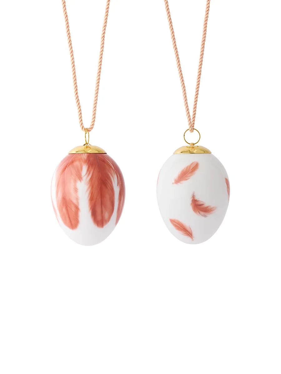 Royal Copenhagen Påskeæg 2025, 2 stk. Rødstjertfjer