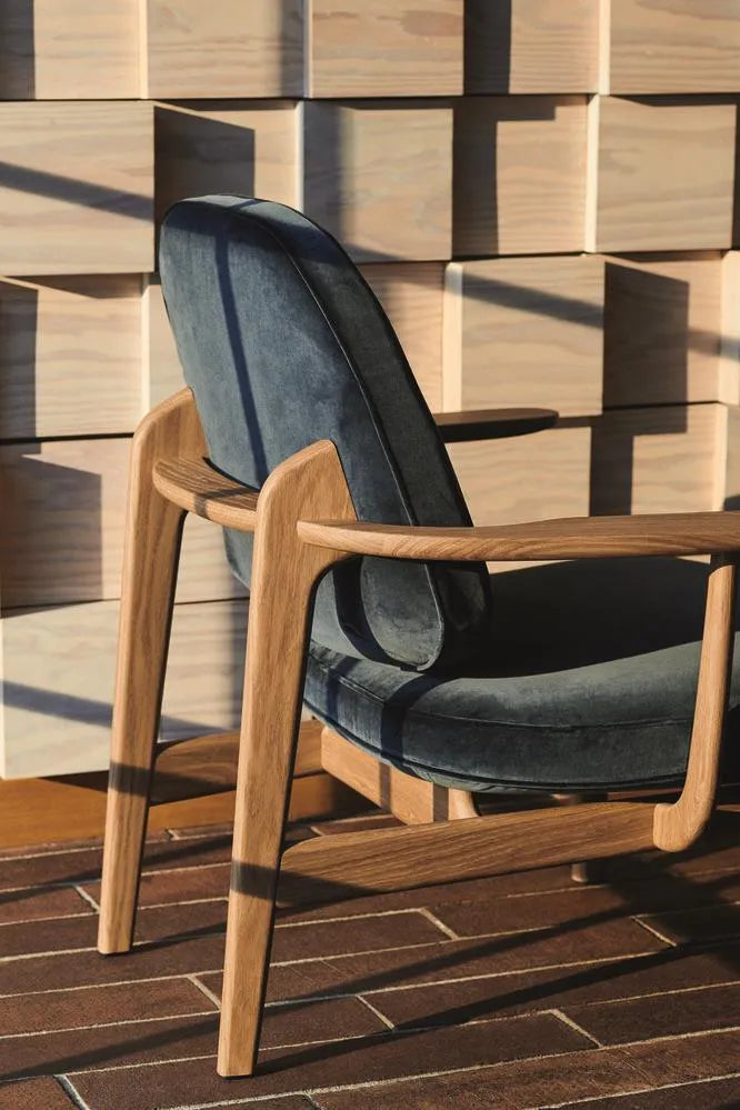 Fred Lænestol, valnødfarvet eg fra Fritz Hansen - Christianshavn / BLUE-ORANGE (1135) - Jacobsen Plus