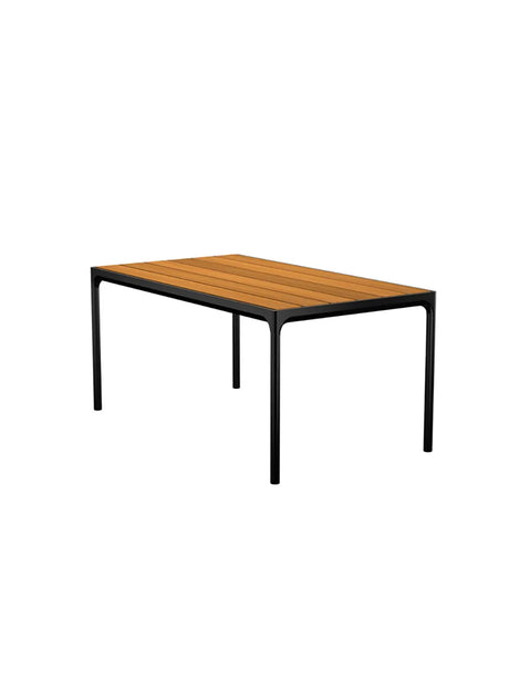 Four table 160 x 90 cm fra Houe - Sort aluminium stel - bambus bordplade - Jacobsen Plus