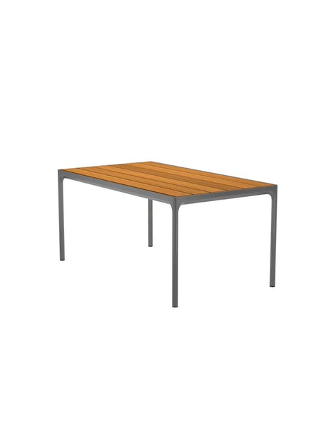 Four table 160 x 90 cm fra Houe - Grå aluminium stel - bambus bordplade - Jacobsen Plus