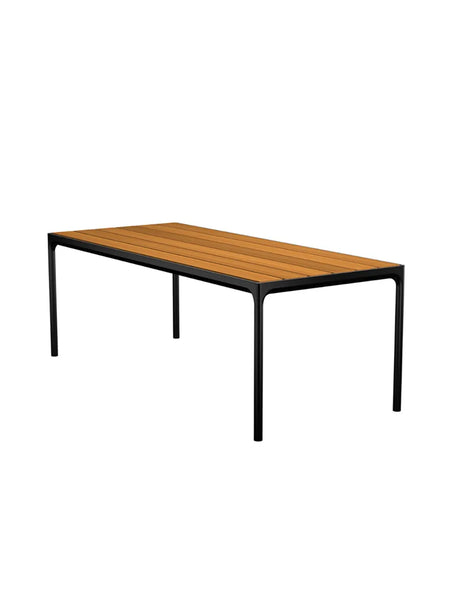 Four table 210 x 90 cm fra Houe - Sort aluminium stel - bambus bordplade - Jacobsen Plus