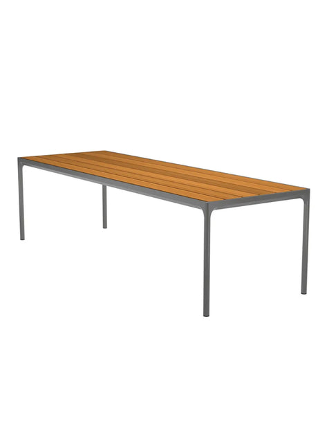 Four table 270 x 90 cm fra Houe - Grå aluminium stel - bambus bordplade - Jacobsen Plus