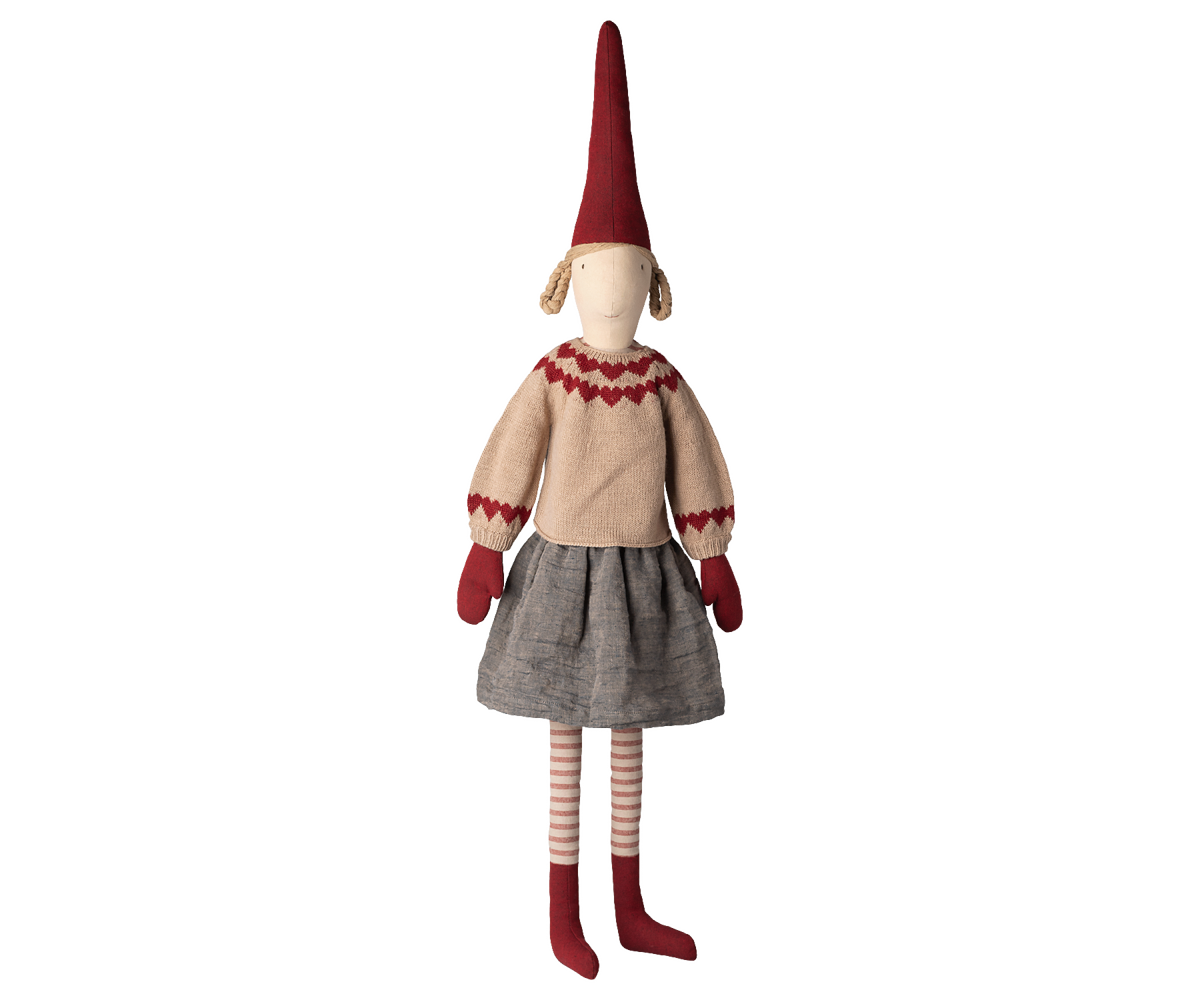 Pixy Size 6 Girl - Nisse pige m/nederdel & strikket sweater fra Maileg - 1 - Jacobsen Plus