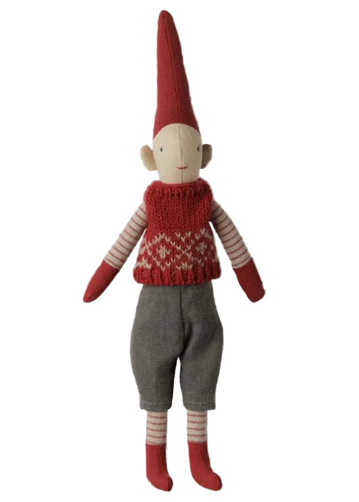 Maileg - Pixy size 1, dreng rød strikket vest - 1 - Jacobsen Plus