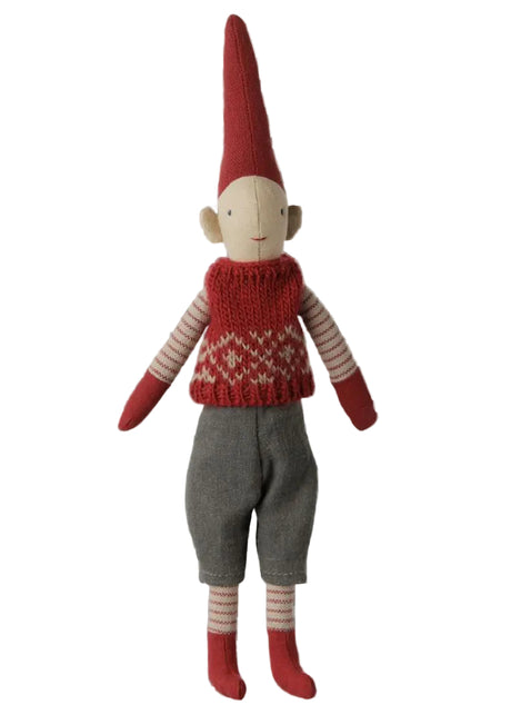 Maileg - Pixy size 1, dreng rød strikket vest - 1 - Jacobsen Plus
